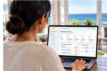 A property manager reviewing the dashboard