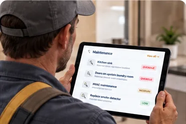 A contractor reading a maintenance list